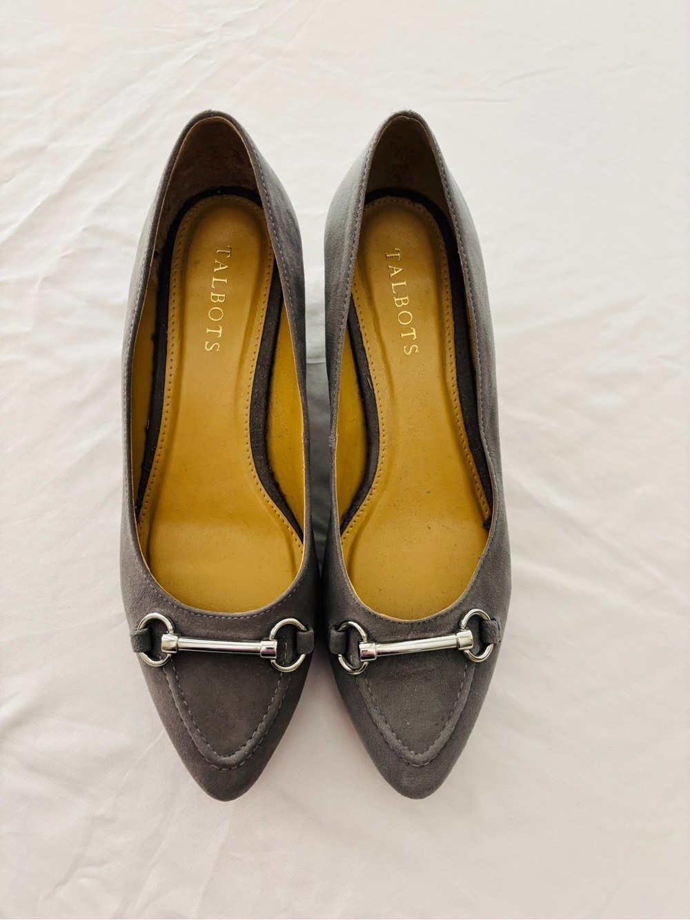 Talbots Laney Wedge Gray Velvet High Heel Shoe w/ Buckle Accent Women’s 8.5 M
